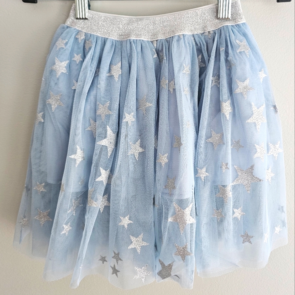 NWT Stella McCartney Kids Silver Star Blue Tulle Tutu Skirt